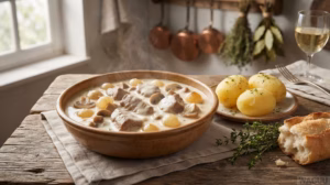 Blanquette de Veau – telecí v bílé smetanové omáčce