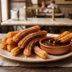 Churros mit Schokolade – Frittiertes Brandteiggebäck mit dicker heißer Schokolade zum Dippen