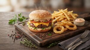 Cheeseburger s hovädzím mäsom a čedarom