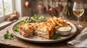 Croque Monsieur – zapečený sendvič se šunkou a sýrem