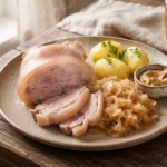 Eisbein mit Sauerkraut – vařené vepřové koleno s kysaným zelím