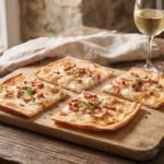 Flammkuchen – tenký koláč se slaninou a cibulí