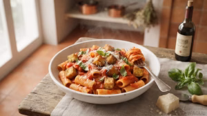 Pasta alla Norma – sicilské těstoviny s lilkem, rajčaty, bazalkou a ricottou salata