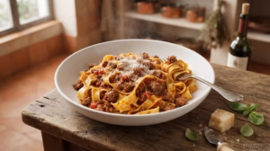 Tagliatelle al Ragù – tradiční boloňské široké těstoviny s masovým ragù