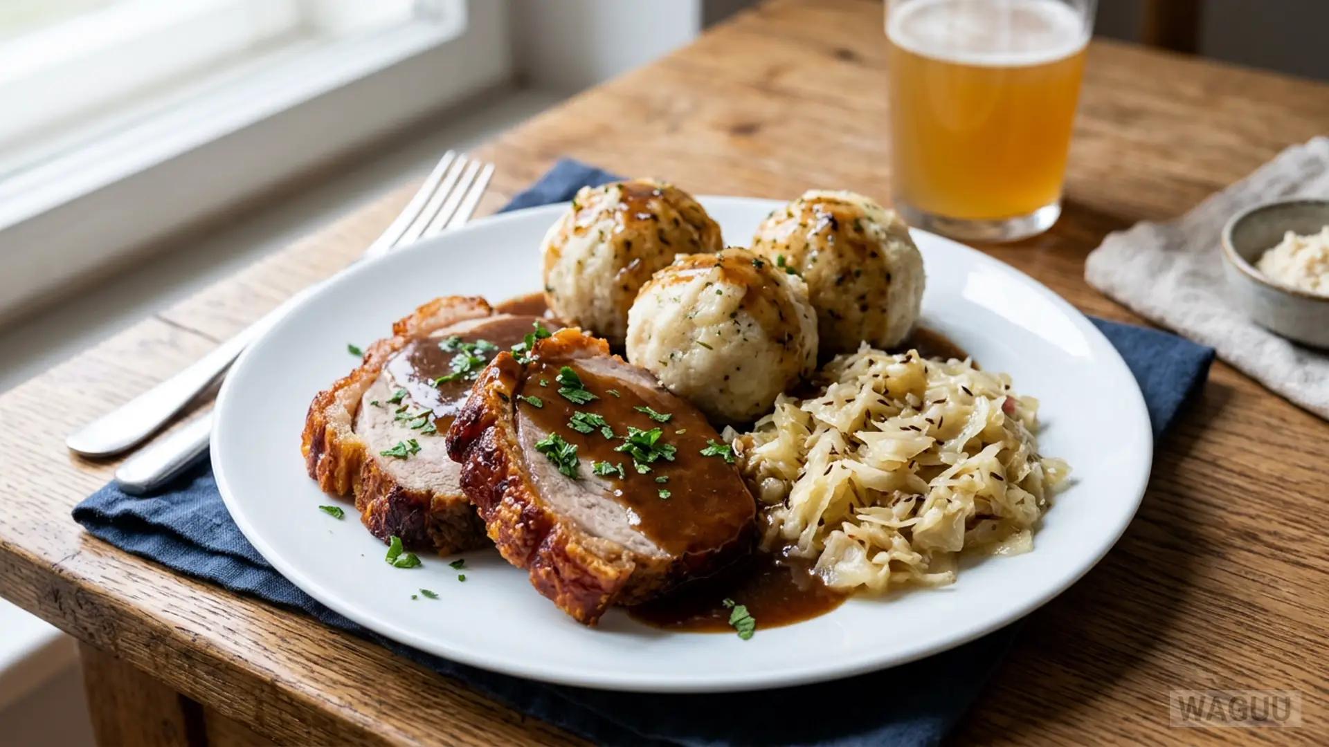 Austrian Roast Pork with Dumplings and Cabbage
