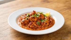 Chicken Tikka Masala – kousky kuřete marinované v koření a jogurtu, opečené a podávané v bohaté rajčatové omáčce s česnekem, zázvorem a kořením. Jde o oblíbenou indickou restauranční klasiku, jejíž původ se spojuje také s britsko-indickou kuchyní.