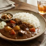 Curry Rice (Kare Raisu) – japonské kari s rýží, obvykle s masem, cibulí, mrkví a bramborami v husté kořeněné omáčce