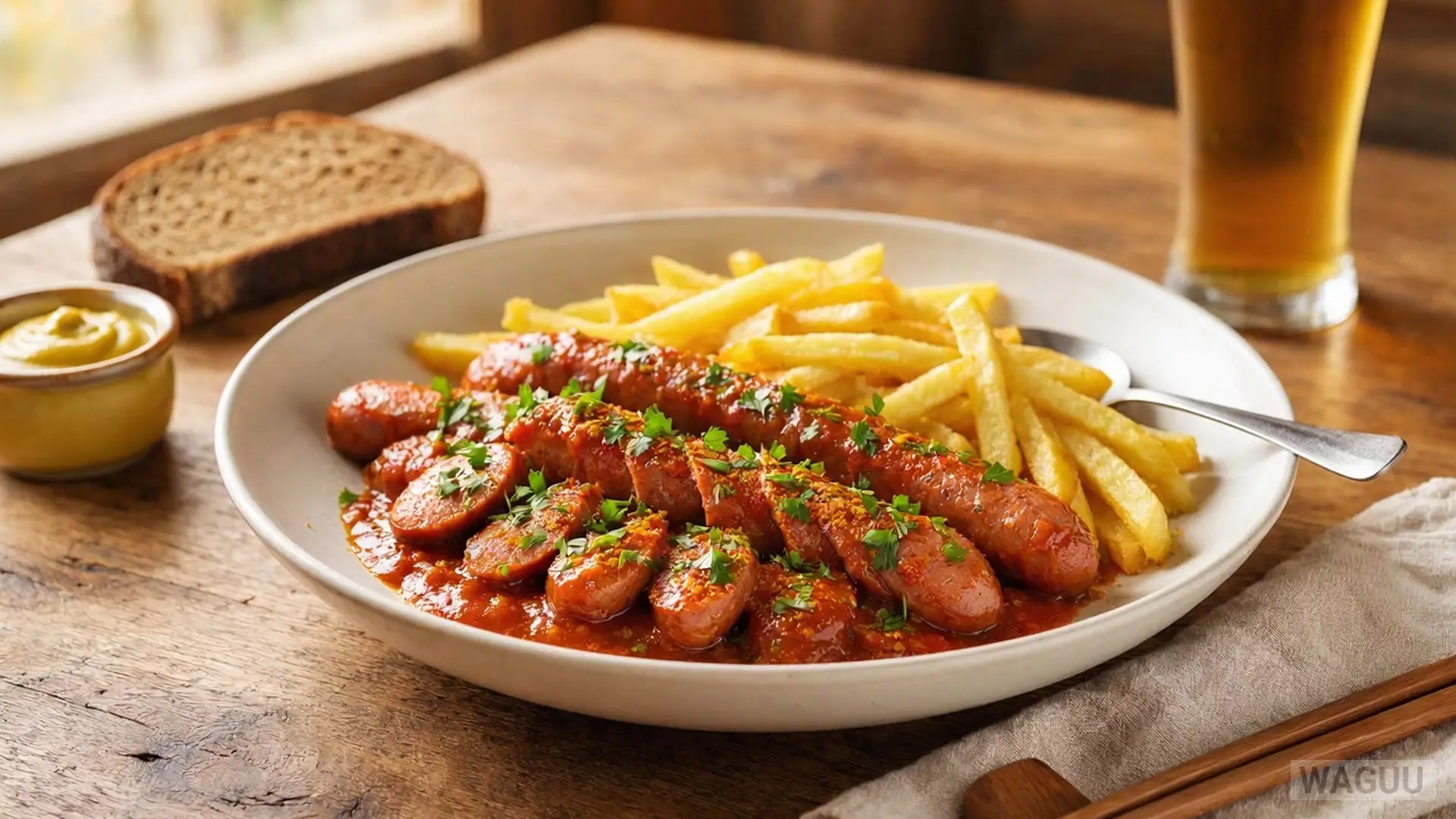 Currywurst with French Fries