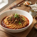 Nouilles dan dan – nouilles du Sichuan à la sauce relevée et à l’huile pimentée