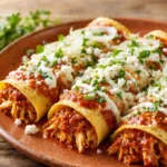Enchiladas – tortillas di mais ripiene di carne, formaggio o verdure, ricoperte di salsa al peperoncino e spesso gratinate con formaggio.