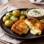Queso empanado con salsa tártara