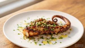 Grilled Octopus – Grilled octopus with olive oil, lemon, garlic, and herbs, popular especially in Greek and other coastal cuisines.