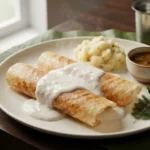 Masala Dosa – tenká křupavá fermentovaná placka z rýže a čočky s kořeněnými bramborami