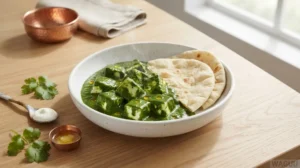Palak Paneer – indický sýr paneer v jemně kořeněném špenátovém základu