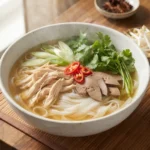 Phở Gà – Chicken Noodle Soup with a Delicate Broth, Star Anise, and Fresh Herbs
