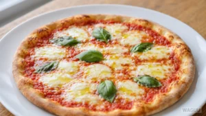 Pizza Margherita – Italian pizza with tomato sauce, mozzarella, basil, and olive oil, known for its simplicity and quality ingredients.