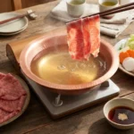 Shabu-Shabu – japonské fondue, při kterém se tenké plátky masa a zelenina krátce vaří v horkém vývaru a namáčejí do omáček