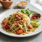Som Tam – pikantní salát ze zelené papáji, chilli, limety, rybí omáčky a arašídů