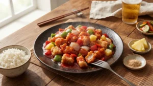 Sweet and Sour Pork – smažené kousky vepřového masa v charakteristické sladkokyselé omáčce