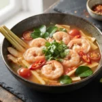 Tom Yum Goong – pikantní a kyselá polévka s krevetami, citronovou trávou, galangalem a chilli